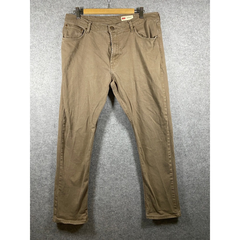 Wrangler Mens Athletic Fit Tan Brown Pants 36x30 Cotton Blend 112360009